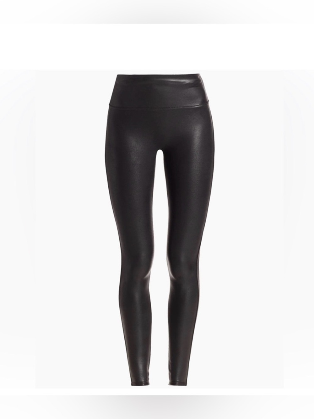 SPANX Black Faux Leather High-Waist Leggings Size: L